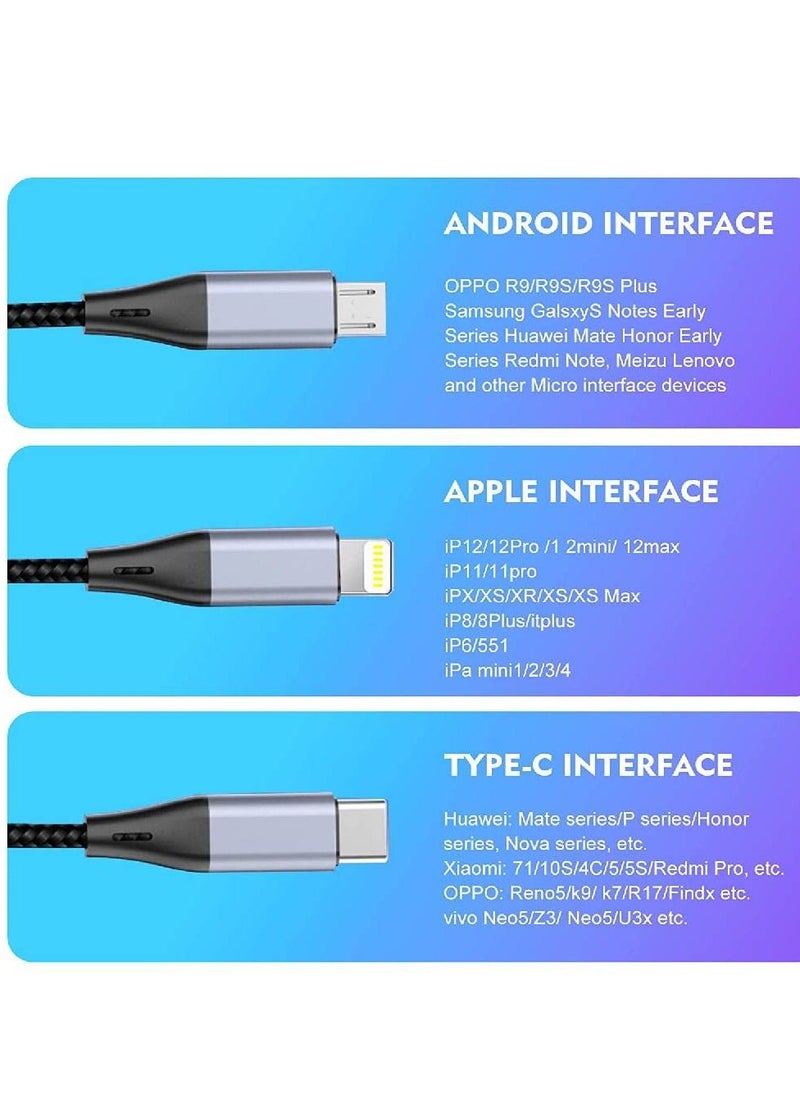 Generic - 3 in 1 USB Phone Charger Cable with USB C/Micro USB/Lightning Connector for Phones - Image 1