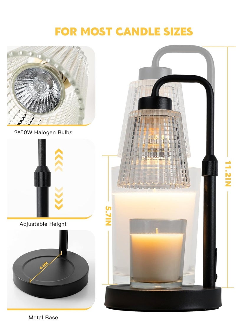 Candle Heating Lamp with Timer Dimmable, Adjustable Height, Housewarming Gift New Home Room Decoration, Birthday Gift for Lady Mom, Canister Candle Warming Wax Lamp with 2  Bulbs - Image 3