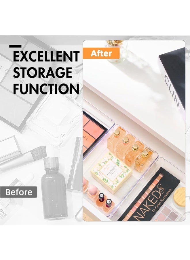 Desk Drawer Organizer Bins, 6 Pack Cosmetic Organizers and Storage, Non-Slip Plastic Drawer Organizer for Makeup, Bathroom, Kitchen, Office - Image 2