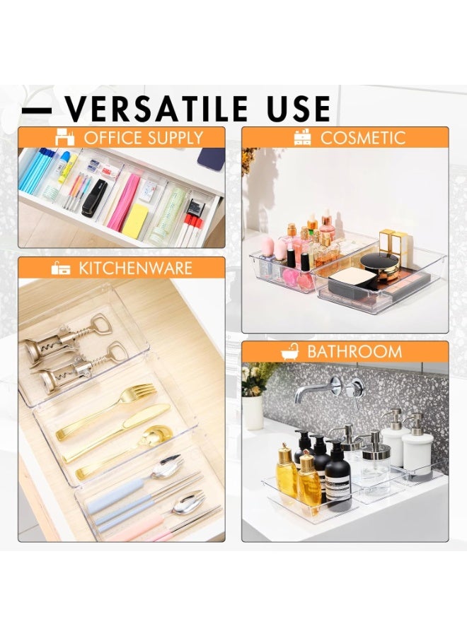 Desk Drawer Organizer Bins, 6 Pack Cosmetic Organizers and Storage, Non-Slip Plastic Drawer Organizer for Makeup, Bathroom, Kitchen, Office - Image 3