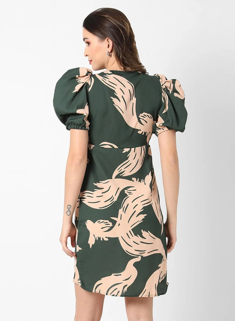 PINACOLADA  Women's Forest Green Feather Mini Dress for Women | Best Price UAE