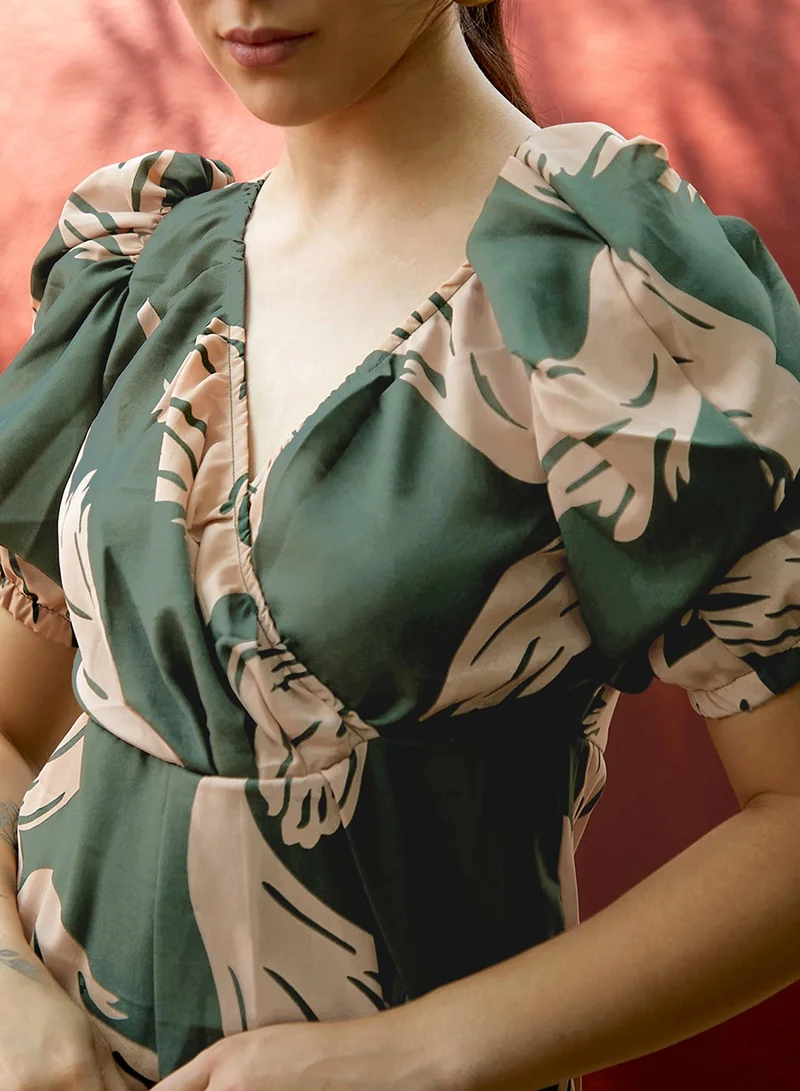 PINACOLADA  Women's Forest Green Feather Mini Dress for Women | Best Price UAE