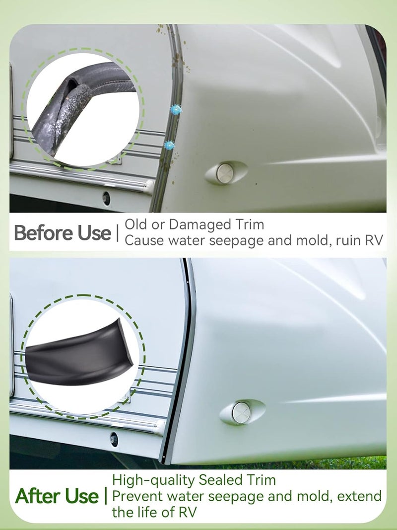 MADHOLLY RV Trim Molding Insert - 1" Heavy-Duty Vinyl Weather Stripping for RVs (Black, 100ft) - Image 4