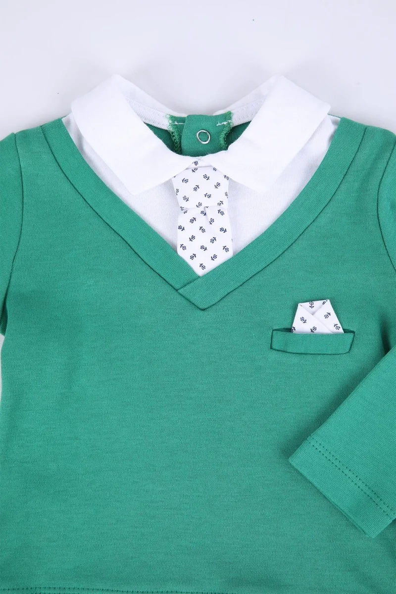 Baby Hola Tied Long Sleeve Baby Boy Top and Bottom 2-Piece Stylish Set Gift Seasonal Spring 2343