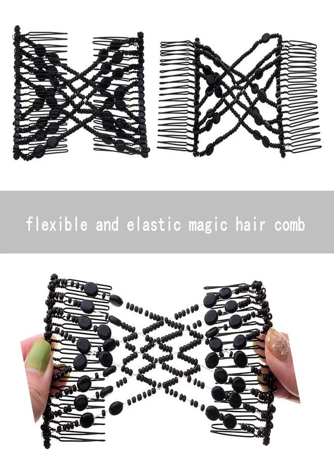 Ruihfas 3Pcs Magic Easy Stretchy Hair Comb Beaded Double Combs Elastic Hair Clips Hairstyle Bun Maker for Women - Image 5