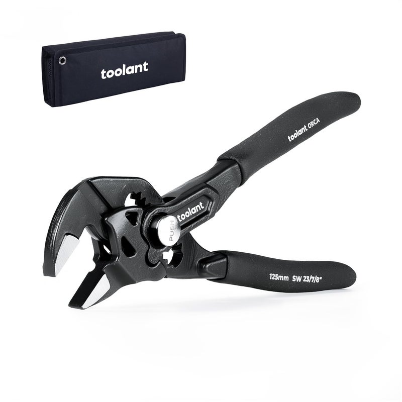toolant 5-Inch Pocket Adjustable Plier Wrench, Zinc Phosphate CR-V Steel with Smooth Parallel Jaws and Pouch â€“ Compact Portable Wrench for Plumbing, Nuts, Auto & Home Repairs - Image 1