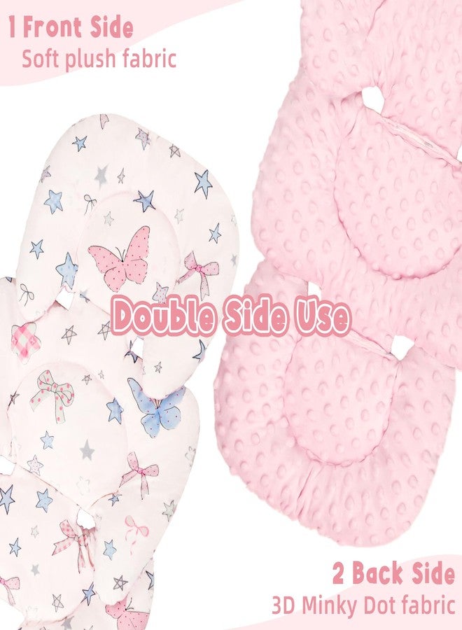 GFU Infant Car Seat Insert Head and Body Support, Reversible Newborn Insert for Carseat with Strap Pads, Soft Stroller Cushion Pillow Insert for Boys and Girls, Fits for Stroller, Swing，Pink - Image 5