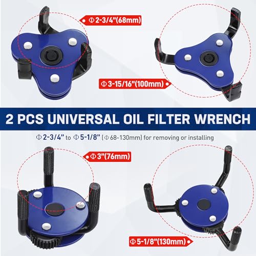WORKPRO Universal Oil Filter Wrench & Removal Tool, Adjustable Oil Filter Change Set, Ideal for Engine, Conduit, & Fittings - Image 2