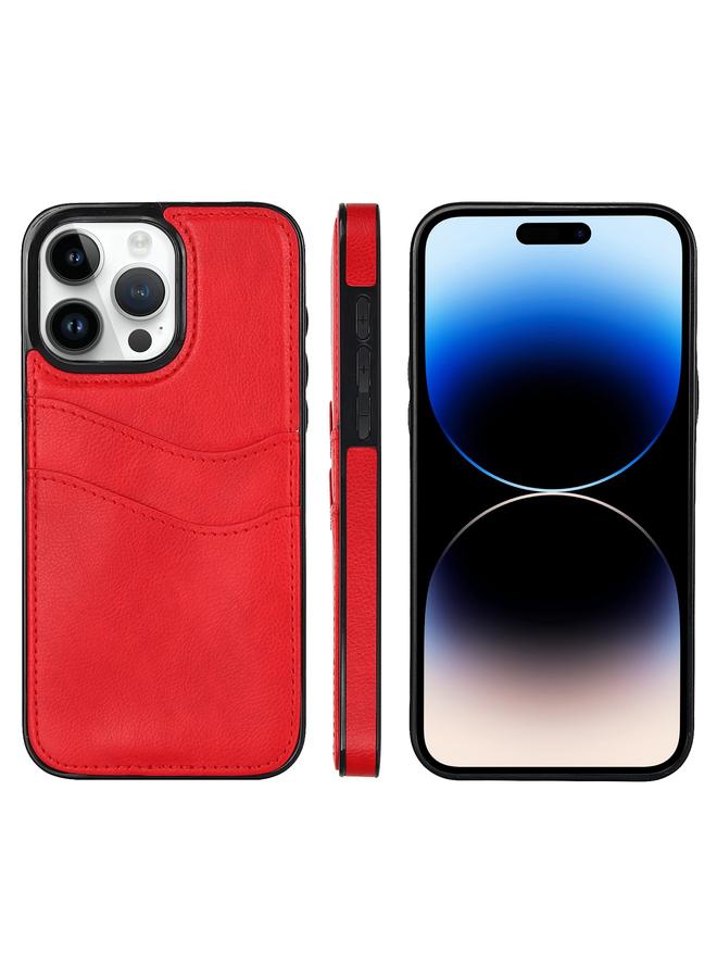 S-TOP Case For iPhone 14 Pro Litchi Leather Skin Card Slots Phone Case - Image 1