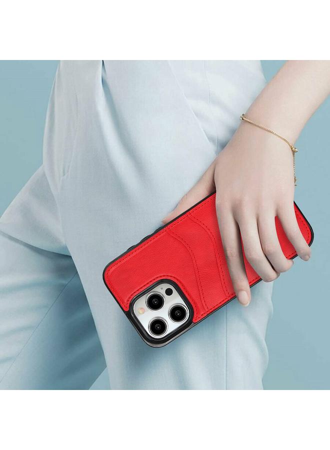 S-TOP Case For iPhone 14 Pro Litchi Leather Skin Card Slots Phone Case - Image 4