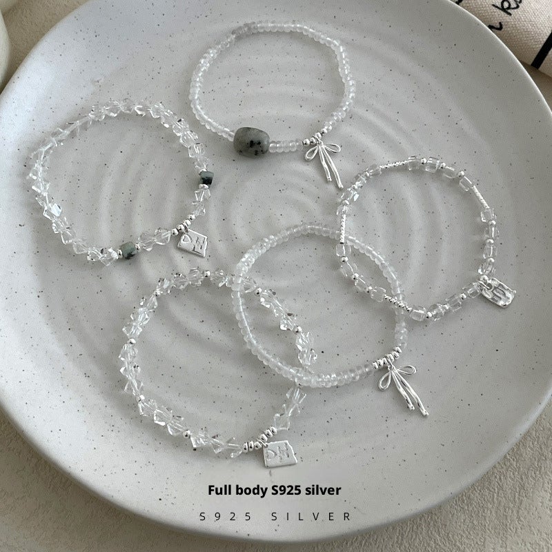 Silver White Crystal Stackable Bracelet for Women - Image 1