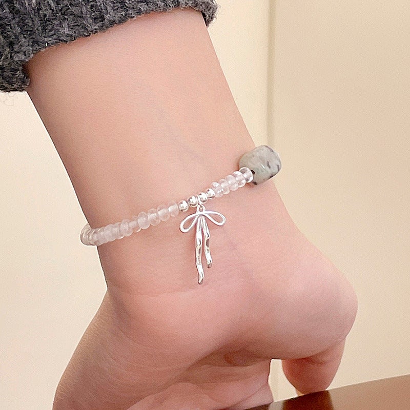 Silver White Crystal Stackable Bracelet for Women - Image 2