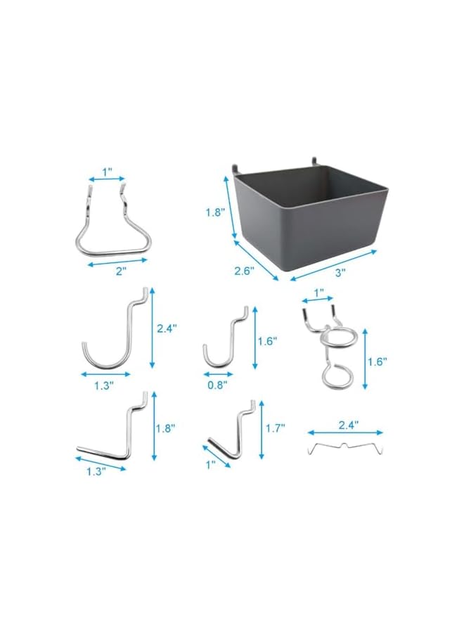 PROMASS promass Pegboard Hook, 80 Pcs Assorted Peg Board Hooks with Pegboard Box,Peg Lock,Heavy Duty Pegboard Hooks for Tools, Garage and Workshop Hooks and Holders,Wall Storage Rack Nail Hooks  - Image 4