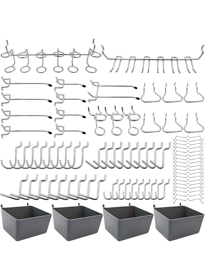 PROMASS promass Pegboard Hook, 80 Pcs Assorted Peg Board Hooks with Pegboard Box,Peg Lock,Heavy Duty Pegboard Hooks for Tools, Garage and Workshop Hooks and Holders,Wall Storage Rack Nail Hooks  - Image 1