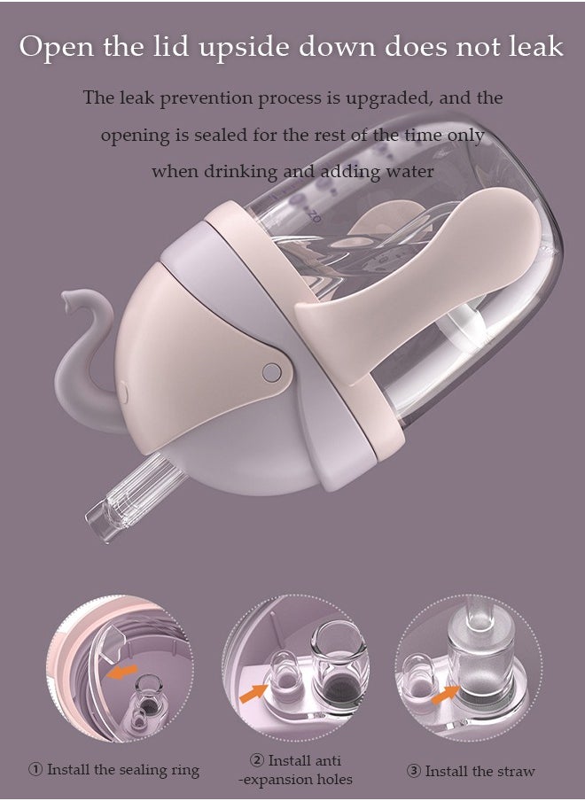 DUNISO Baby Sippy Cup, spill proof cup, grip training cup, with duckbill lid, 360 ° gravity ball design, suitable for babies over 6 months old, 270ml，7.5*15cm, purple  - Image 5