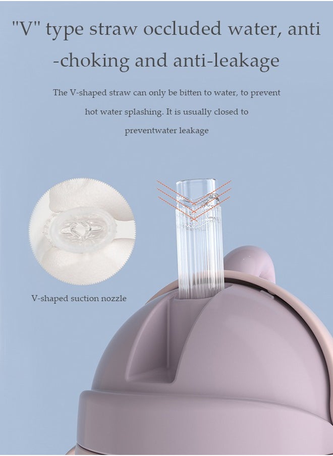 DUNISO Baby Sippy Cup, spill proof cup, grip training cup, with duckbill lid, 360 ° gravity ball design, suitable for babies over 6 months old, 270ml，7.5*15cm, purple  - Image 3