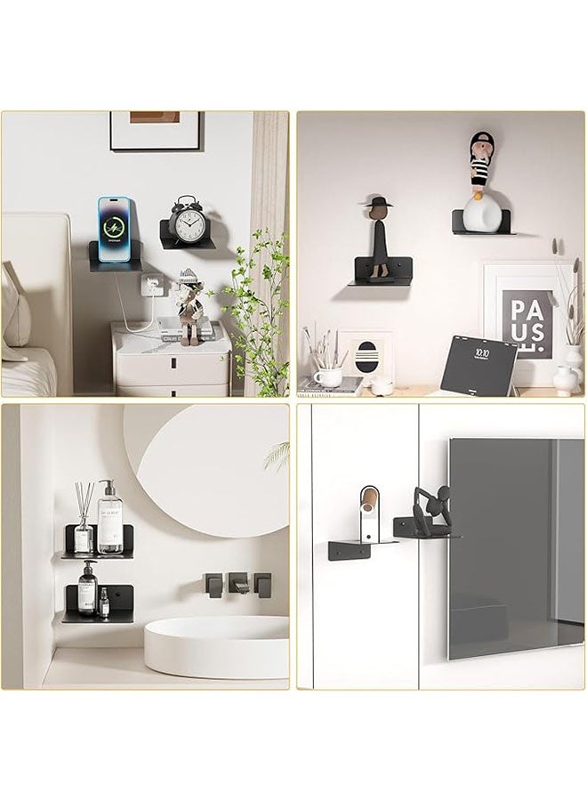 رف تثبيت على الحائط للكاميرا، رف تثبيت على الحائط لجهاز توجيه واي فاي من سبائك الألومنيوم، رف مودم صغير بدون ثقب، حامل حائط لصندوق الكابل، حامل حائط لجهاز التوجيه مقاوم للصدأ، حامل حائط مع 3 أنواع من التركيب سهل التركيب، حامل معدني لجهاز التوجيه أسفل التلفزيون لجهاز العرض وجهاز توجيه واي فاي والكاميرا ووحدة التحكم في الألعاب وصندوق التلفزيون - Image 3