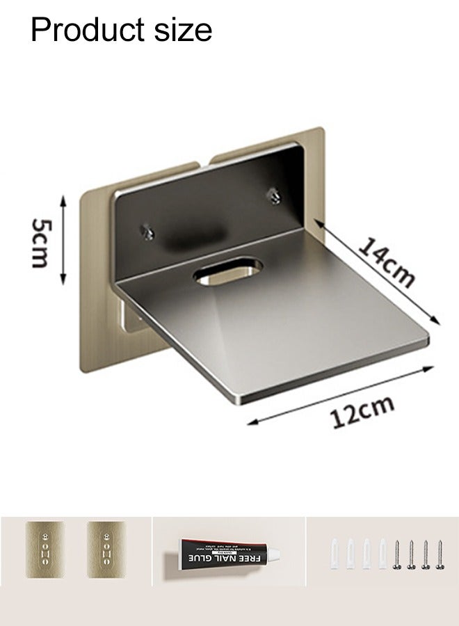 رف تثبيت على الحائط للكاميرا، رف تثبيت على الحائط لجهاز توجيه واي فاي من سبائك الألومنيوم، رف مودم صغير بدون ثقب، حامل حائط لصندوق الكابل، حامل حائط لجهاز التوجيه مقاوم للصدأ، حامل حائط مع 3 أنواع من التركيب سهل التركيب، حامل معدني لجهاز التوجيه أسفل التلفزيون لجهاز العرض وجهاز توجيه واي فاي والكاميرا ووحدة التحكم في الألعاب وصندوق التلفزيون - Image 2