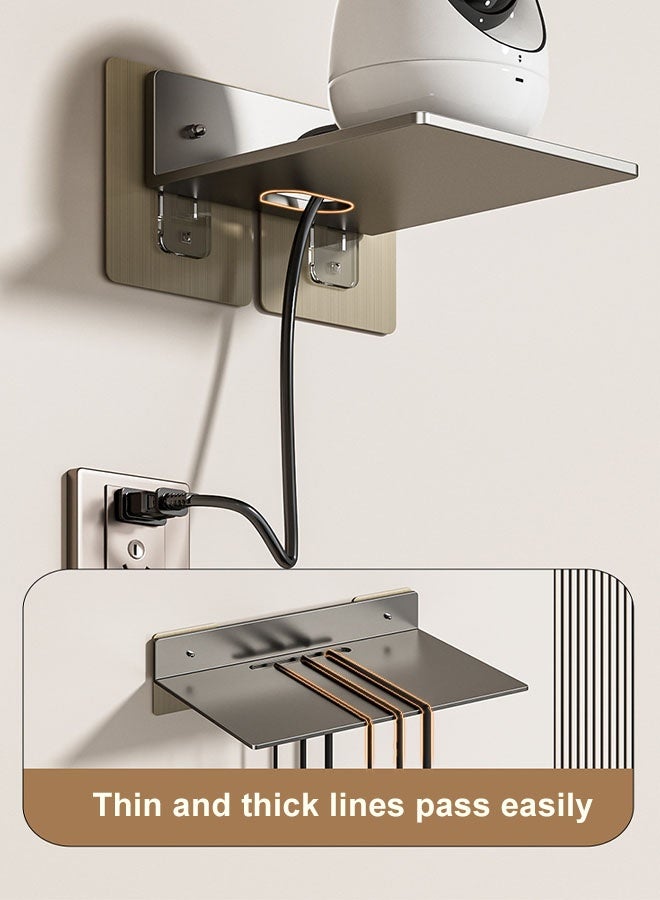 رف تثبيت على الحائط للكاميرا، رف تثبيت على الحائط لجهاز توجيه واي فاي من سبائك الألومنيوم، رف مودم صغير بدون ثقب، حامل حائط لصندوق الكابل، حامل حائط لجهاز التوجيه مقاوم للصدأ، حامل حائط مع 3 أنواع من التركيب سهل التركيب، حامل معدني لجهاز التوجيه أسفل التلفزيون لجهاز العرض وجهاز توجيه واي فاي والكاميرا ووحدة التحكم في الألعاب وصندوق التلفزيون - Image 5