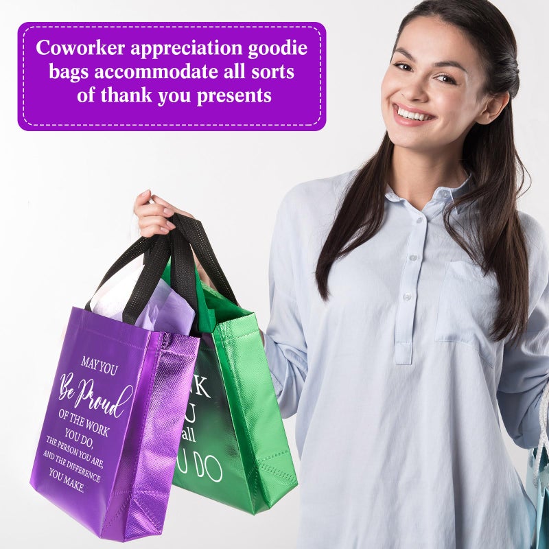 Tellingyou 24 Pieces Employee Appreciation Gift Bags Thank You Reusable Gift Bags with Tissues 8 x 4 x 10 Inch for Teacher Coworker Employee - Image 4
