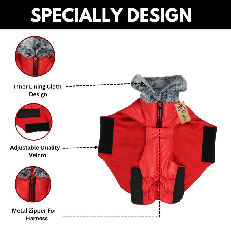 Western Era Dog Winter Fur Coat Waterproof Warm Cold Weather Jacket Stylish Vest Comfortable Pet Apparel for All Breeds & All Ages Group Dogs (Red) (Small - 12 inch) - Image 2