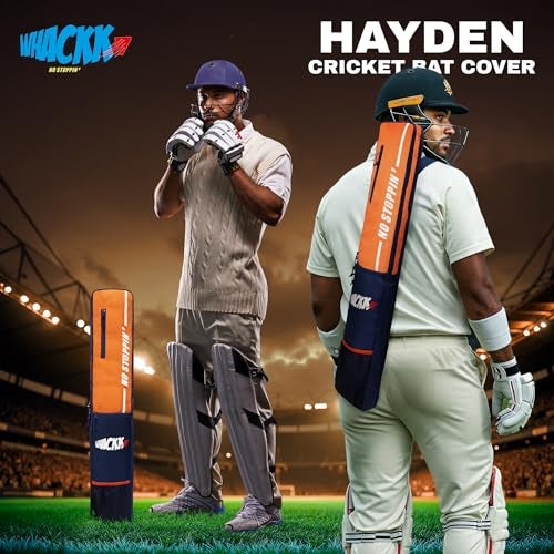 WHACKK Hayden Cricket Bat Cover Polyester Material, Premium Full Size Cover for Wooden and Plastic Bats with Heavy Duty Stitched Strap - Made in India (Orange) - Image 3