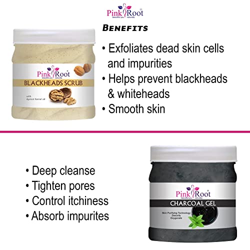 Pink Root Blackheads Scrub 500gm with Charcoal Gel 500gm - Image 5