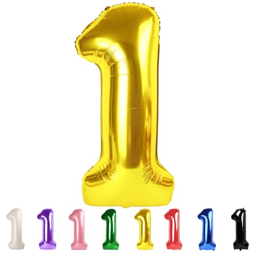 Mluchee Number Balloons 40 Inch Gold 1 Big One Balloons for 1st Birthday For Girl Boy 11 21 31 Balloons for Wedding Celebration Party Graduations - Image 1