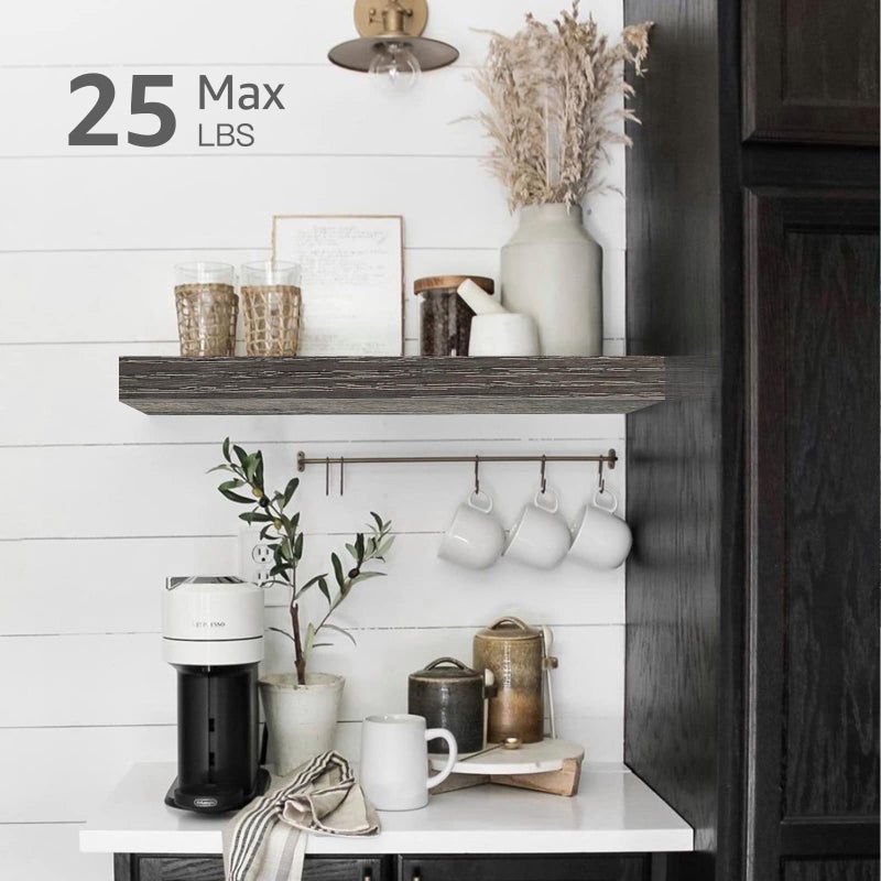 QEEIG Floating Shelves for Wall Bathroom Shelf Bedroom Kitchen Living Room Hanging Book Shelves Small Farmhouse Decor 16 inch Set of 3, Grey (015-GY3) - Image 4