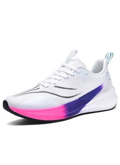 Spring Summer New Speed Racing Running Shoes Carbon Plate Soft Bottom Shock Absorption Student Shoes Breathable Quick Dry Lightweight white purple