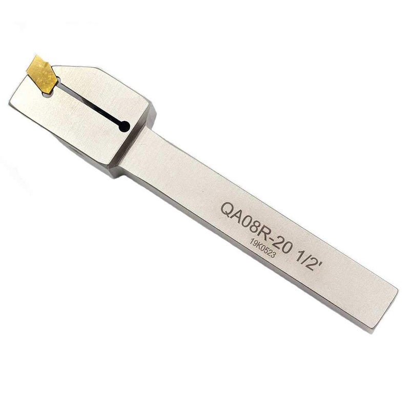 OSCARBIDE 1/2"x1/2"Indexable Parting Grooving Holder,QA08R-20 Heavy Duty Nickel Plated Right -Hand Lathe Cut Off Tool with Carbide Insert GTN-2, 1 Piece - Image 1