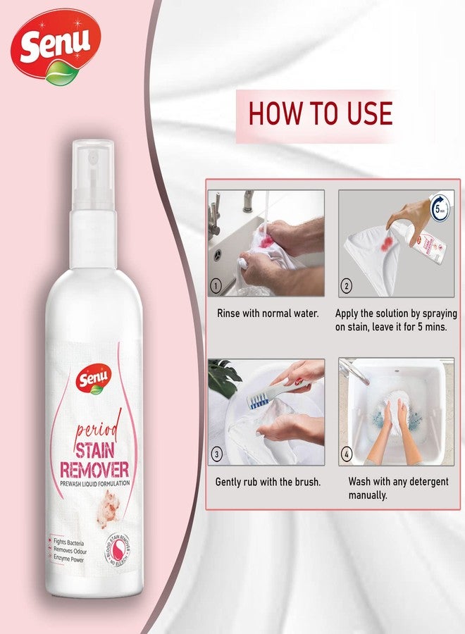 Senu Period Stain Remover Liquid 100Ml|Anti-Bacterial|Quick & Easy To Use|Hard On Blood Stains|Super Gentle On Skin & Fabric|Removes Germs|Deodoriser|Color Safe|No-Bleach Prewash|With Brush - Image 3