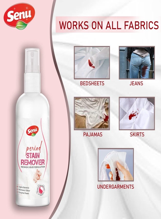 Senu Period Stain Remover Liquid 100Ml|Anti-Bacterial|Quick & Easy To Use|Hard On Blood Stains|Super Gentle On Skin & Fabric|Removes Germs|Deodoriser|Color Safe|No-Bleach Prewash|With Brush - Image 2