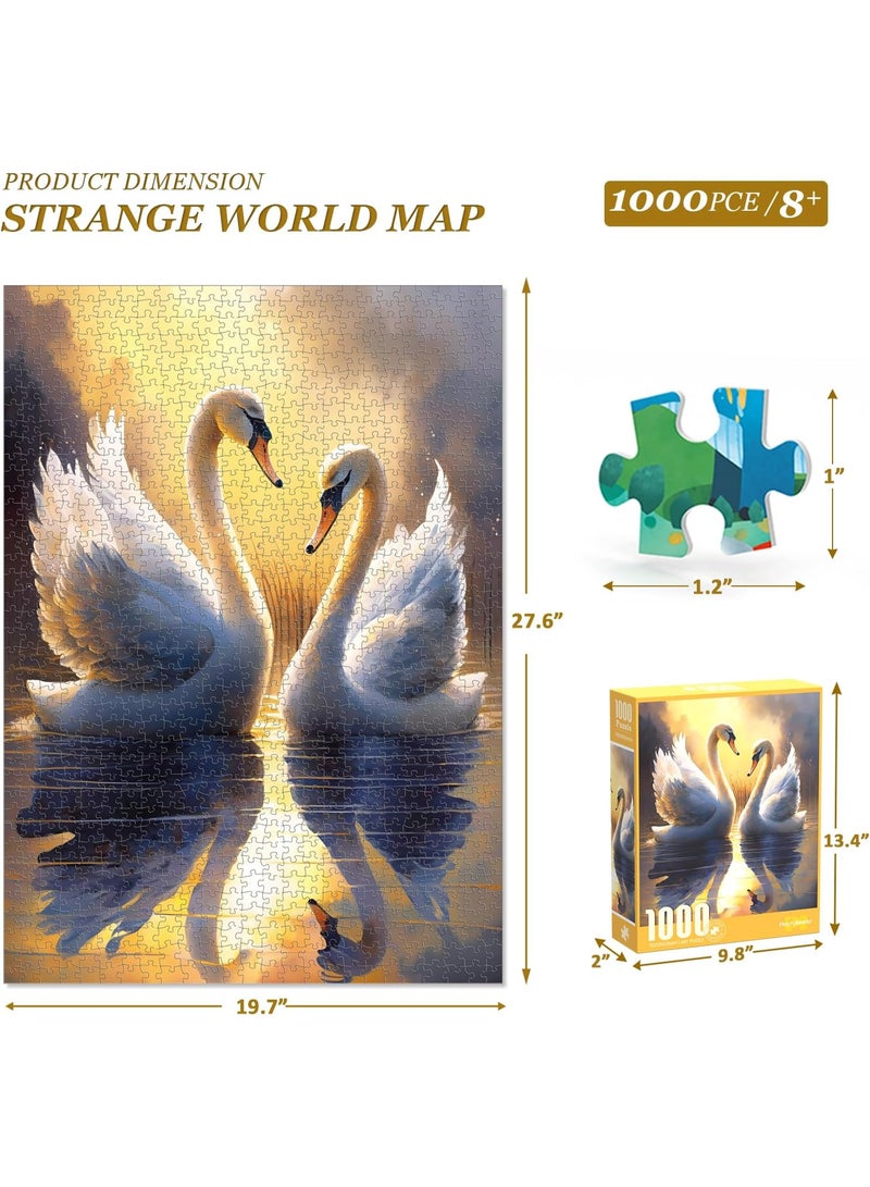 Deluxe 1000 Piece Swans Puzzle for ages 8+ - Perfect as a stylish gift or a special family activity - Each piece is carefully designed to fit seamlessly - Not just a puzzle... it's a work of art you can put together! - Image 2