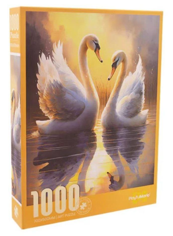 بازل (أحجية)البجعتين الفاخر مكون من  1000 قطعة مخصصة لأعمار 8 سنوات فما فوق- مثالي كهدية أنيقة أو نشاط عائلي مميز - كل قطعة مُصممة بدقة لتناسب بكل سلاسة - ليست مجرد بازل… إنها لوحة فنية تركبها بيدك! - Image 1