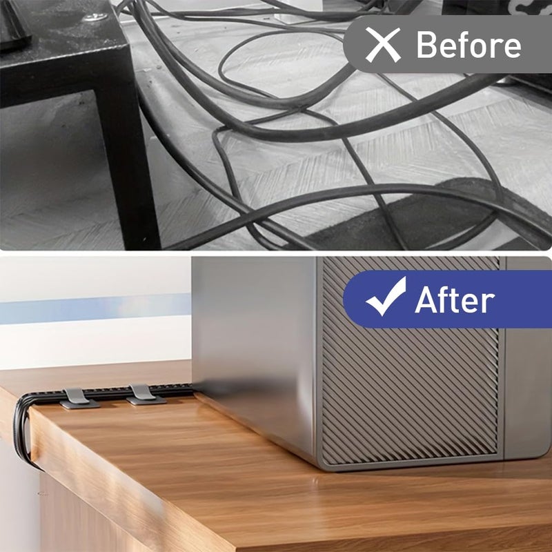 Serplex Serplex 20Pcs Cable Organizers Nylon Cable Organizers Straps 354 Self Adhesive Hook and Loop Cable Ties Under Desk Cable Holders Cable Organizers Cable Straps for USB Cables Wires Power Cords  - Image 4