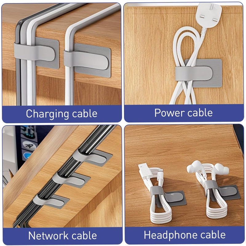 Serplex Serplex 20Pcs Cable Organizers Nylon Cable Organizers Straps 354 Self Adhesive Hook and Loop Cable Ties Under Desk Cable Holders Cable Organizers Cable Straps for USB Cables Wires Power Cords  - Image 3