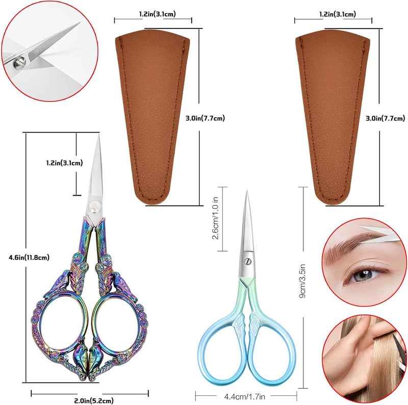 Lobodt 2PCS Vintage Style Scissors - Small Vintage Sharp Detail Shears for DIY Craft, Sewing, Artwork,scissors yarn Needlework Yarn, Fabric Cutting, Thread Snips Color Titanium - Image 2