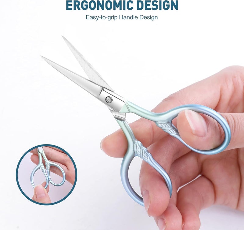 Lobodt 2PCS Vintage Style Scissors - Small Vintage Sharp Detail Shears for DIY Craft, Sewing, Artwork,scissors yarn Needlework Yarn, Fabric Cutting, Thread Snips Color Titanium - Image 5