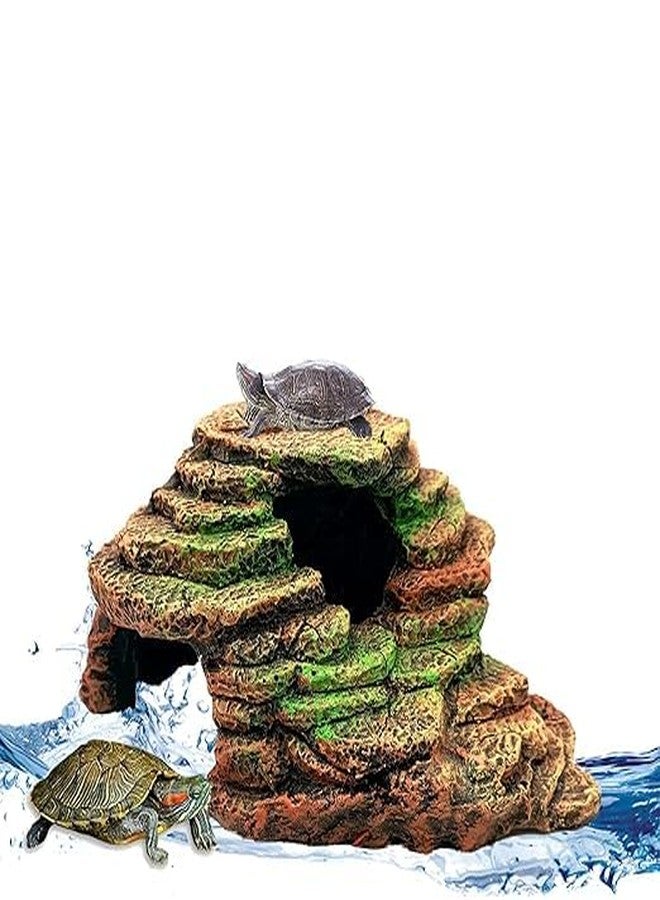GIG BAZAAR- Turtle Basking Platform Tortoise Resting Rock Hiding Cave Habitat Ornament Climbing Shale Step Ledge for Terrarium Aquarium Decoration - Image 1