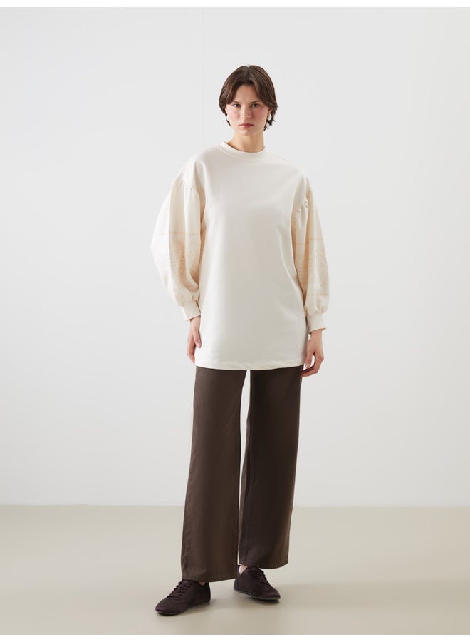 LC WAIKIKI Crew Neck Patterned Women's Sweatshirt Tunic - Image 2