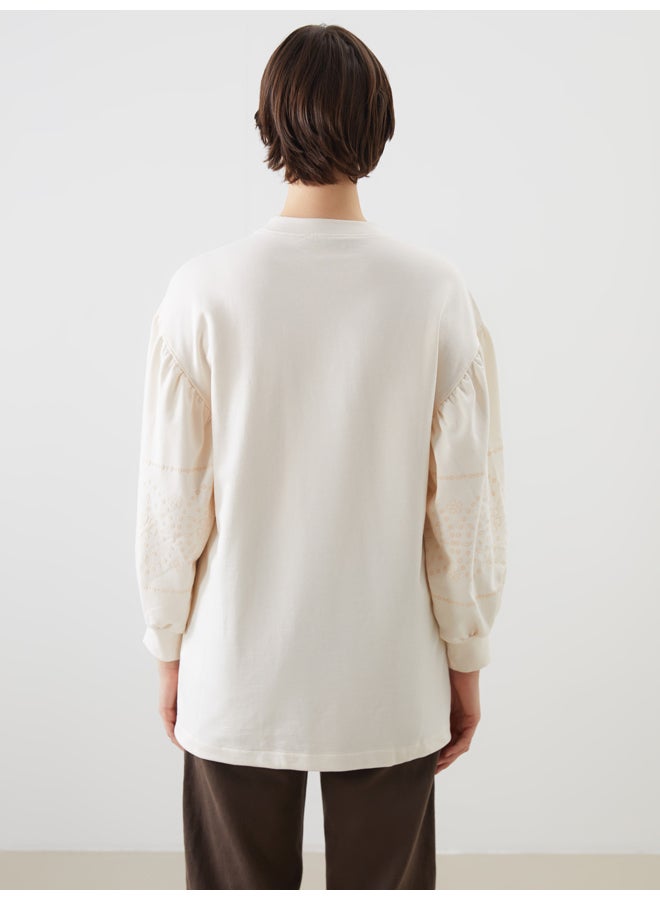 LC WAIKIKI Crew Neck Patterned Women's Sweatshirt Tunic - Image 4