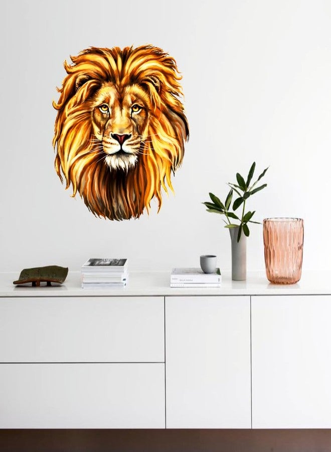 Akki Wold Yellow Gabar Lion Head Wall Sticker for Living Room, Kids Room, Office Size - (34CM X 30CM) - Image 2