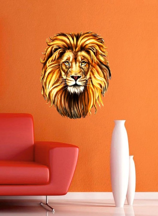 Akki Wold Yellow Gabar Lion Head Wall Sticker for Living Room, Kids Room, Office Size - (34CM X 30CM) - Image 3