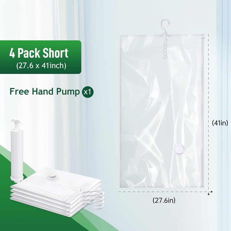 Brodi Hanging Vacuum Storage Bags For Clothes With Hand Pump,Coat Storage Bag Hanging,Vacuum Bags For Clothes,Space Saver Vacuum Storage Bags,Garment, Clothing, Dress, Suit, Long Coat, Jacket(Short 4 Packï¼‰ - Image 2