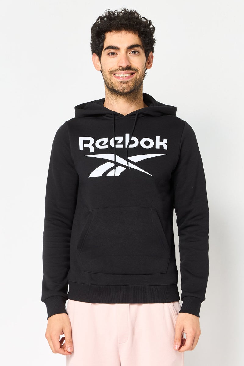 Reebok هودي تدريب طويل الأكمام للرجال، رياضي، أسود - Image 1