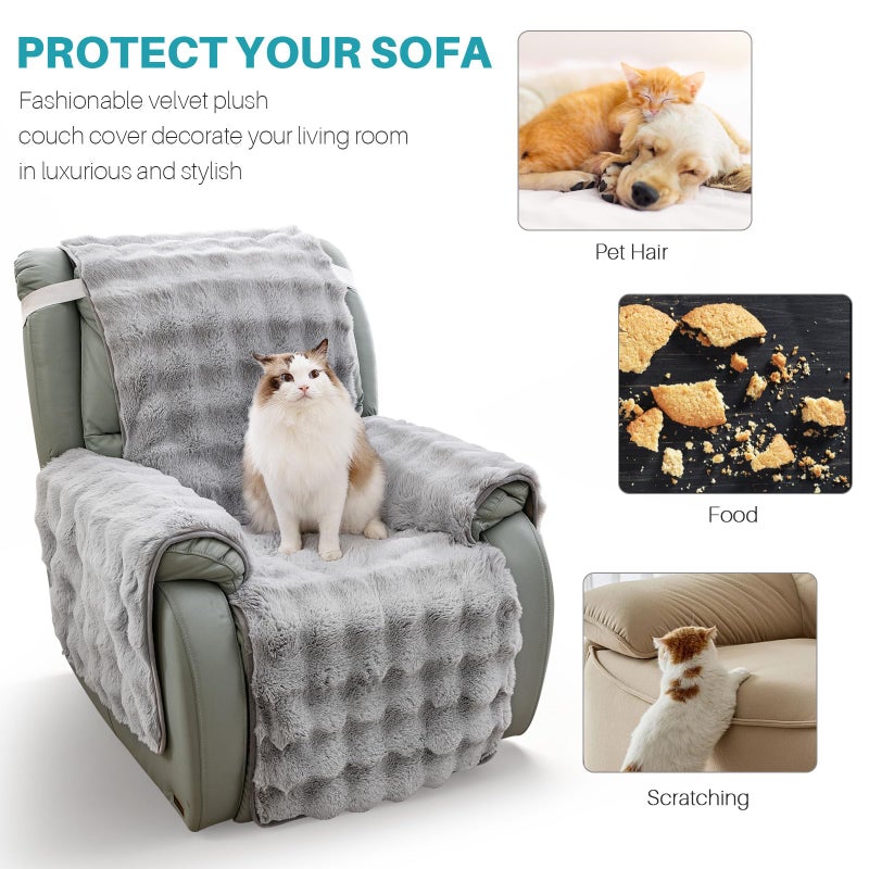 LiveGo Thick Rabbit Plush Recliner Slipcover 23 Inches Chair Covers Lazy Boy Recliner Chair Cover Quilted Cover for Recliner Chairs and Furniture - Image 3