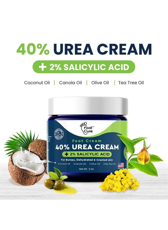 Foot Cure Tea Tree Oil Foot Cream - Moisturizing Athletes Foot Care For Dry Cracked Feet Cream - Heel & Callus Removal, Toenail Treatment, Ringworm Itchiness Relief - Made in USA (Foot Cream, 2 Ounce (Pack of 1 - Image 2