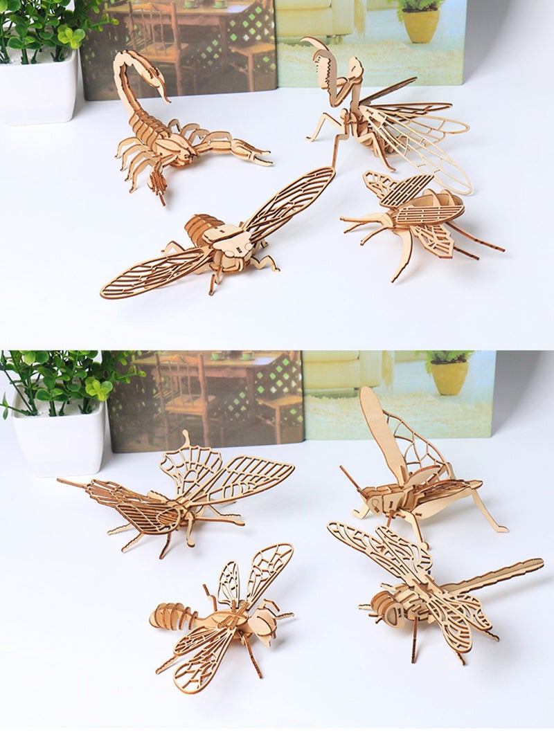 15CM 3D Wooden Insect Jigsaw Puzzle Grasshopper Animal Skeleton Assembly Model Jigsaw Puzzle DIY Crafts Gift For Kids And Adults Teens Boys Girls - Image 4