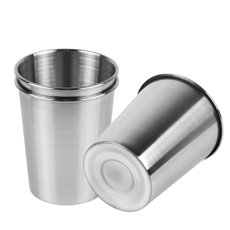 Teqooza 3 Pack 8 Ounce 230ml Stainless Steel Cups Shatterproof Pint Drinking Cups Metal Drinking Glasses for Kids and Adults Pack of 3